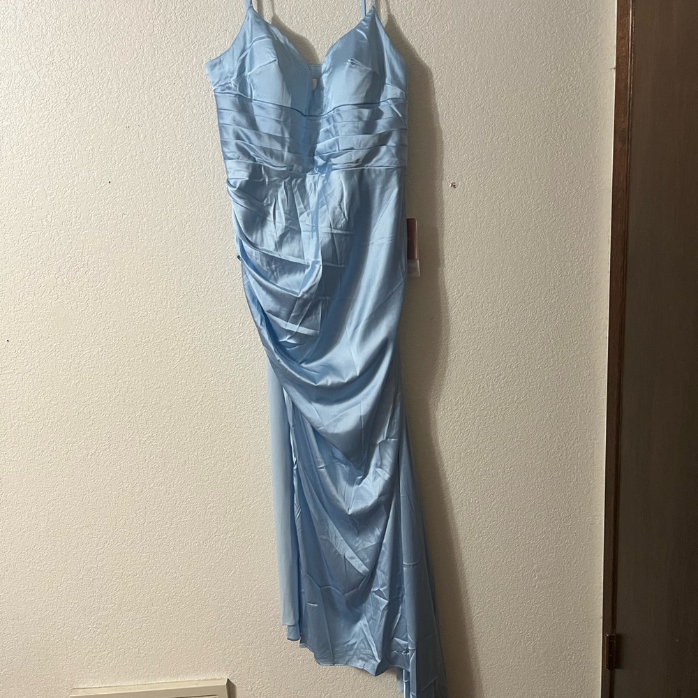 Blue Prom Dress with Slit
